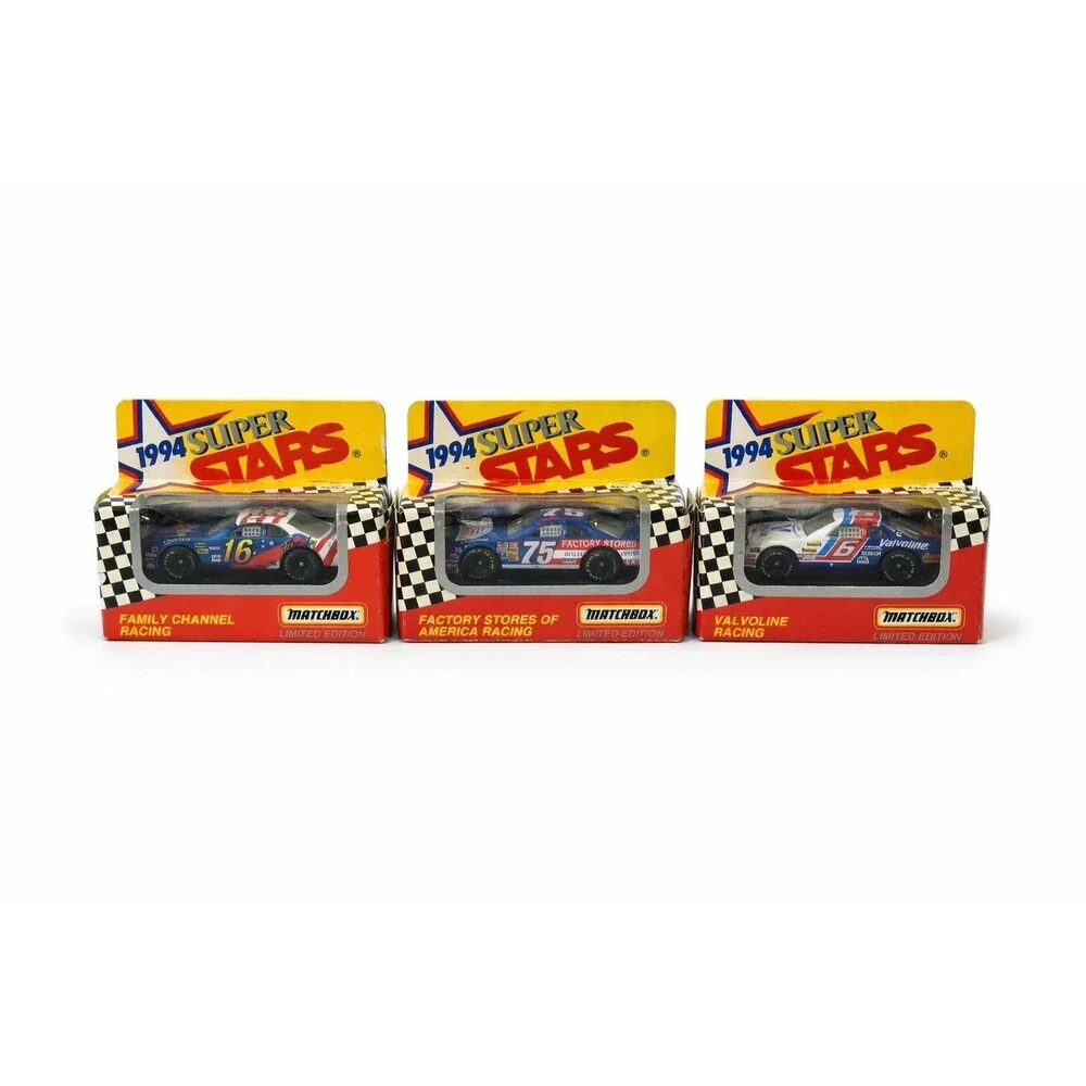 Matchbox 1994 Super Stars Series II NASCAR Diecast Lot of 3 Valvoline #6 #16 #75